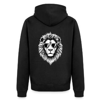 Lion Lion Animal Africa - Unisex Premium Organic Zip Hoodie - black - Back - Nico (187cm)