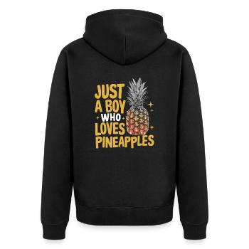 Ananas tropische hawaiianische Frucht - Unisex Premium Bio Zip Hoodie - Schwarz - Hinten - Nico (187cm)