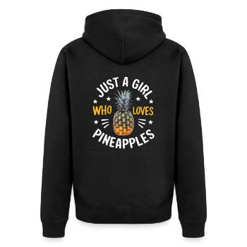 Ananas tropische hawaiianische Frucht - Unisex Premium Bio Zip Hoodie - Schwarz - Hinten - Nico (187cm)