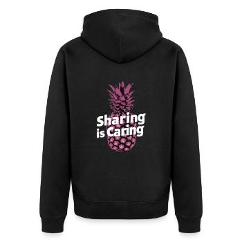 Ananas tropische hawaiianische Frucht - Unisex Premium Bio Zip Hoodie - Schwarz - Hinten - Nico (187cm)