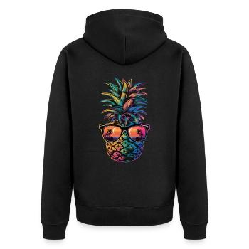 Ananas tropische hawaiianische Frucht - Unisex Premium Bio Zip Hoodie - Schwarz - Hinten - Nico (187cm)