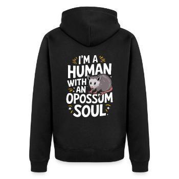 Opossum Possum Animal - Unisex Premium Organic Zip Hoodie - black - Back - Nico (187cm)