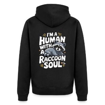Raccoon - Unisex Premium Organic Zip Hoodie - black - Back - Nico (187cm)
