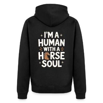Pferd Pferde Reiten Pferdereiten Sprungreiten - Unisex Premium Bio Zip Hoodie - Schwarz - Hinten - Nico (187cm)