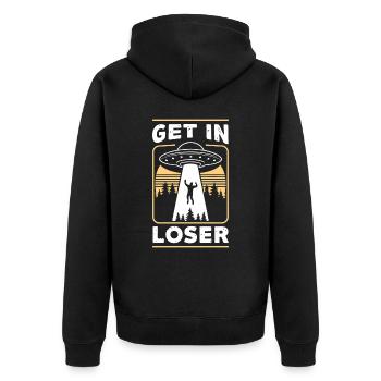 Alien UFO Aliens Außerirdischer - Unisex Premium Organic Zip Hoodie - black - Back - Nico (187cm)