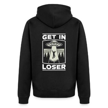 Alien UFO Aliens Außerirdischer - Unisex Premium Organic Zip Hoodie - black - Back - Nico (187cm)