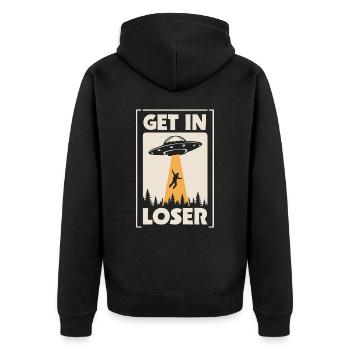 Alien UFO Aliens Außerirdischer - Unisex Premium Organic Zip Hoodie - black - Back - Nico (187cm)