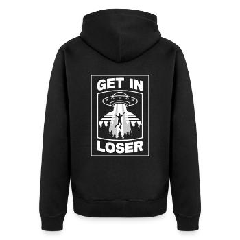 Alien UFO Aliens Außerirdischer - Unisex Premium Organic Zip Hoodie - black - Back - Nico (187cm)