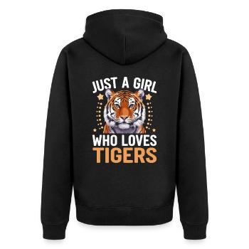 Tiger Tier Zoo Wildtier - Unisex Premium Bio Zip Hoodie - Schwarz - Hinten - Nico (187cm)
