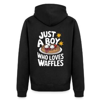 Waffles Breakfast Sweets - Unisex Premium Organic Zip Hoodie - black - Back - Nico (187cm)
