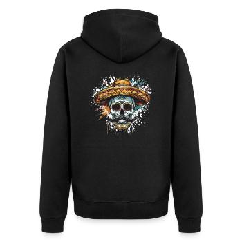 Crâne Mexicain Sombrero - Veste à capuche bio Premium Unisexe - noir - Dos - Nico (187cm)