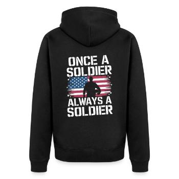 Soldat militaire vétéran - Veste à capuche bio Premium Unisexe - noir - Dos - Nico (187cm)