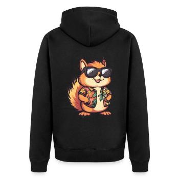 Écureuil Bande dessinée Drôle d’été - Veste à capuche bio Premium Unisexe - noir - Dos - Nico (187cm)