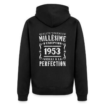 Anniversaire Millésime 1953 Cadeau Fête - Veste à capuche bio Premium Unisexe - noir - Dos - Nico (187cm)