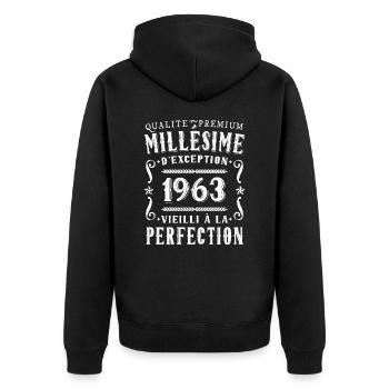 Anniversaire Millésime 1963 Cadeau Fête - Veste à capuche bio Premium Unisexe - noir - Dos - Nico (187cm)
