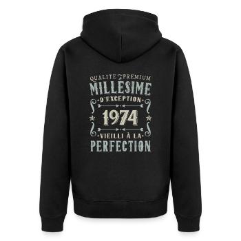 Anniversaire Millésime 1974 Cadeau Fête - Veste à capuche bio Premium Unisexe - noir - Dos - Nico (187cm)