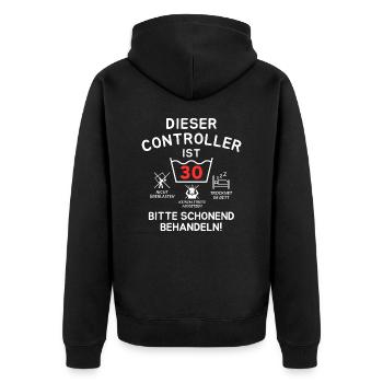 Dieser Controller ist 30. Schonend behandeln - Unisex Premium Bio Zip Hoodie - Schwarz - Hinten - Nico (187cm)