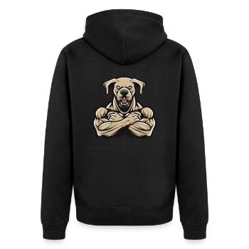 Labrador Dog Muscles Bodybuilding - Unisex Premium Organic Zip Hoodie - black - Back - Nico (187cm)