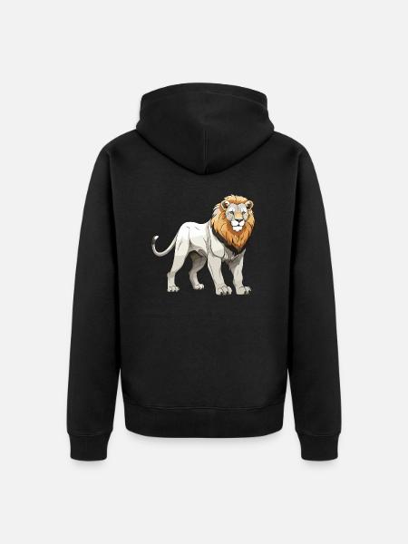 Löwe Tier - Unisex Premium Bio Zip Hoodie - Schwarz