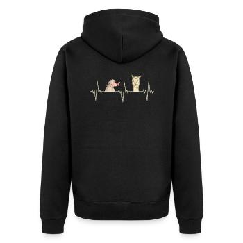Alpaca Heartbeat Sheep Alpaca Gift - Unisex Premium Organic Zip Hoodie - black - Back - Nico (187cm)