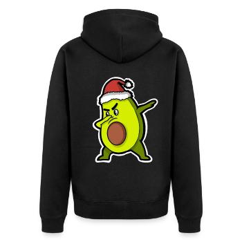 Avocado Christmas Santa Claus - Unisex Premium Organic Zip Hoodie - black - Back - Nico (187cm)