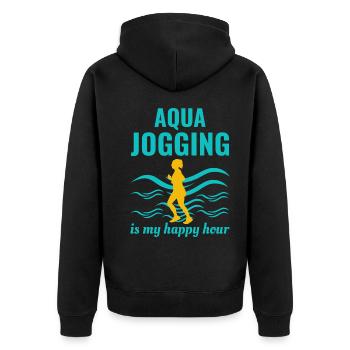 Deep Water Aqua jogging Pool Running Fitness - Unisex Premium Organic Zip Hoodie - black - Back - Nico (187cm)