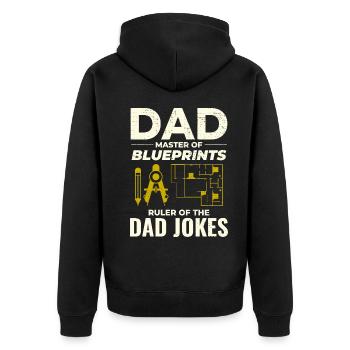 Architect : Master of Blueprints and Dad Jokes 📐 - Unisex Premium Organic Zip Hoodie - black - Back - Nico (187cm)