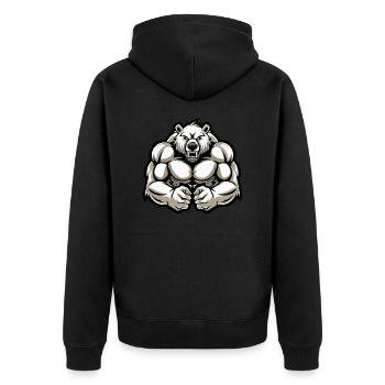 Polar Bear Muscles Bodybuilding Polar Bear - Unisex Premium Organic Zip Hoodie - black - Back - Nico (187cm)