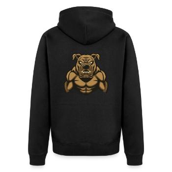 Mastiff Dog Muscles Bodybuilding - Unisex Premium Organic Zip Hoodie - black - Back - Nico (187cm)