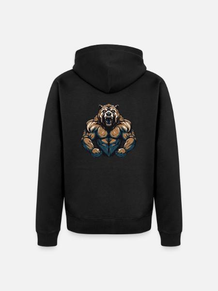 Grizzly Bär Beast - Unisex Premium Bio Zip Hoodie - Schwarz