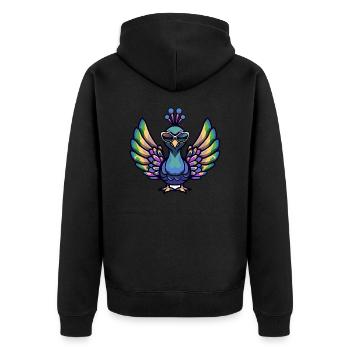Paon oiseau animal cool - Veste à capuche bio Premium Unisexe - noir - Dos - Nico (187cm)