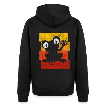 Frosch Frösche Geschenk für Kinder Lustig Witzig - Unisex Premium Bio Zip Hoodie - Schwarz - Hinten - Nico (187cm)