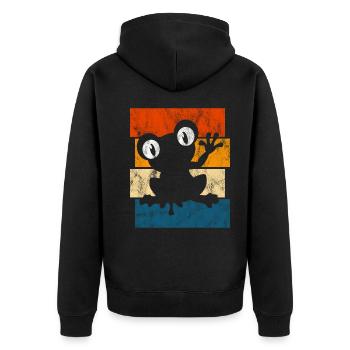 Frosch Frösche Geschenk für Kinder Lustig Witzig - Unisex Premium Bio Zip Hoodie - Schwarz - Hinten - Nico (187cm)