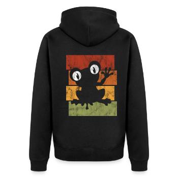 Frog Frogs Gift for Kids Funny Funny - Unisex Premium Organic Zip Hoodie - black - Back - Nico (187cm)
