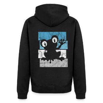 Frosch Frösche Geschenk für Kinder Lustig Witzig - Unisex Premium Bio Zip Hoodie - Schwarz - Hinten - Nico (187cm)