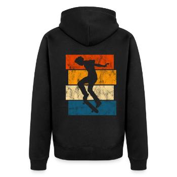 Skateboarder Skateboard Skater Skate Skateing - Unisex Premium Bio Zip Hoodie - Schwarz - Hinten - Nico (187cm)