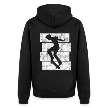 Skateboarder Skateboard Skater Skate Skateing - Unisex Premium Bio Zip Hoodie - Schwarz - Hinten - Nico (187cm)