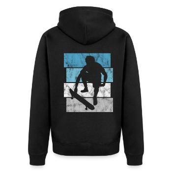Skateboarder Skateboard Skater Skate Skateing - Unisex Premium Organic Zip Hoodie - black - Back - Nico (187cm)