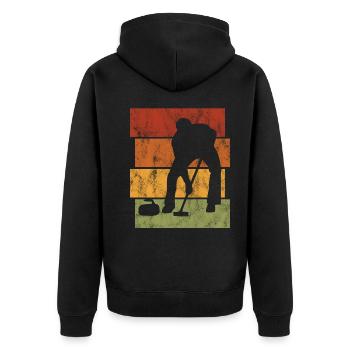 Ice Curling Curler Curling Retro Gift - Unisex Premium Organic Zip Hoodie - black - Back - Nico (187cm)