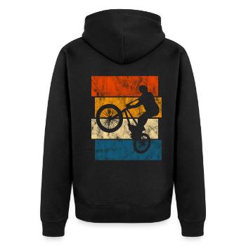 BMX Rad Fahrrad Retro Geschenk Bicycle Motocross - Unisex Premium Bio Zip Hoodie - Schwarz - Hinten - Nico (187cm)