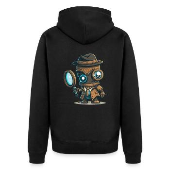 Detektiv-Bot - Unisex Premium Bio Zip Hoodie - Schwarz - Hinten - Nico (187cm)