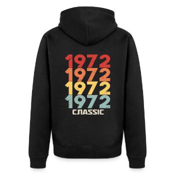 1972 Jubiläum im klassischen Vintage-Stil 1972 - Unisex Premium Bio Zip Hoodie - Schwarz - Hinten - Nico (187cm)