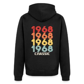 1968 Jubilé dans un style vintage classique 1968 - Veste à capuche bio Premium Unisexe - noir - Dos - Nico (187cm)