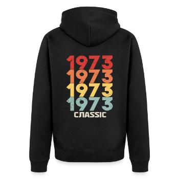 1973 Anniversary in classic vintage style 1973 - Unisex Premium Organic Zip Hoodie - black - Back - Nico (187cm)