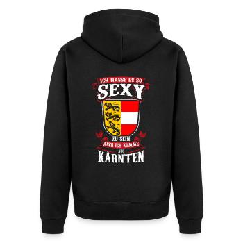 Sexy und Stolz Kärnten Edition für wahre Kärntner - Unisex Premium Bio Zip Hoodie - Schwarz - Hinten - Nico (187cm)