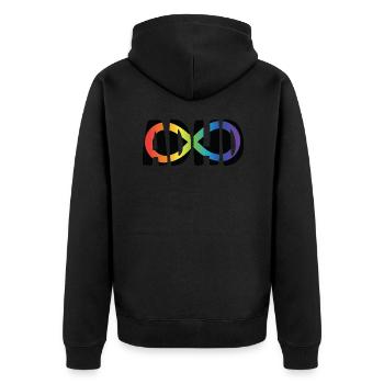ADHS - Unisex Premium Bio Zip Hoodie - Schwarz - Hinten - Nico (187cm)