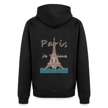 Paris Je Taime Tour Eiffel Paris France - Veste à capuche bio Premium Unisexe - noir - Dos - Nico (187cm)