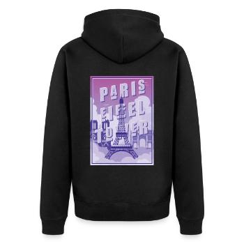 Paris Eiffelturm Andenken Frankreich Souvenir - Unisex Premium Bio Zip Hoodie - Schwarz - Hinten - Nico (187cm)