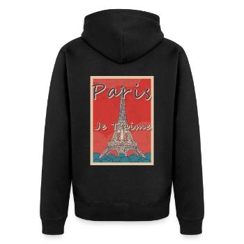 Eiffelturm Paris Fahrrad Liebe Blume aus Frankreic - Unisex Premium Bio Zip Hoodie - Schwarz - Hinten - Nico (187cm)
