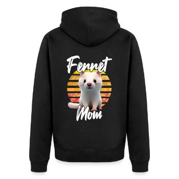 Frettchen Mama - Unisex Premium Bio Zip Hoodie - Schwarz - Hinten - Nico (187cm)